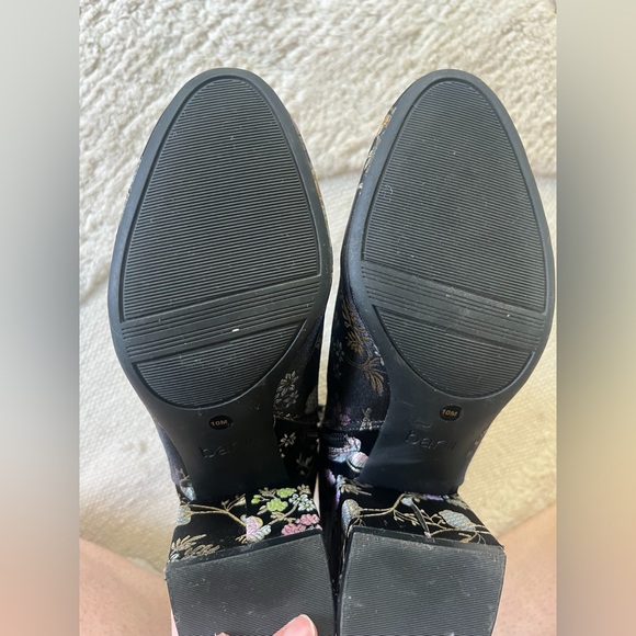 Anthropologie Bar III Heeled Black Brocade Ankle Boots Booties Floral Satin 9 10 - Picture 9 of 14